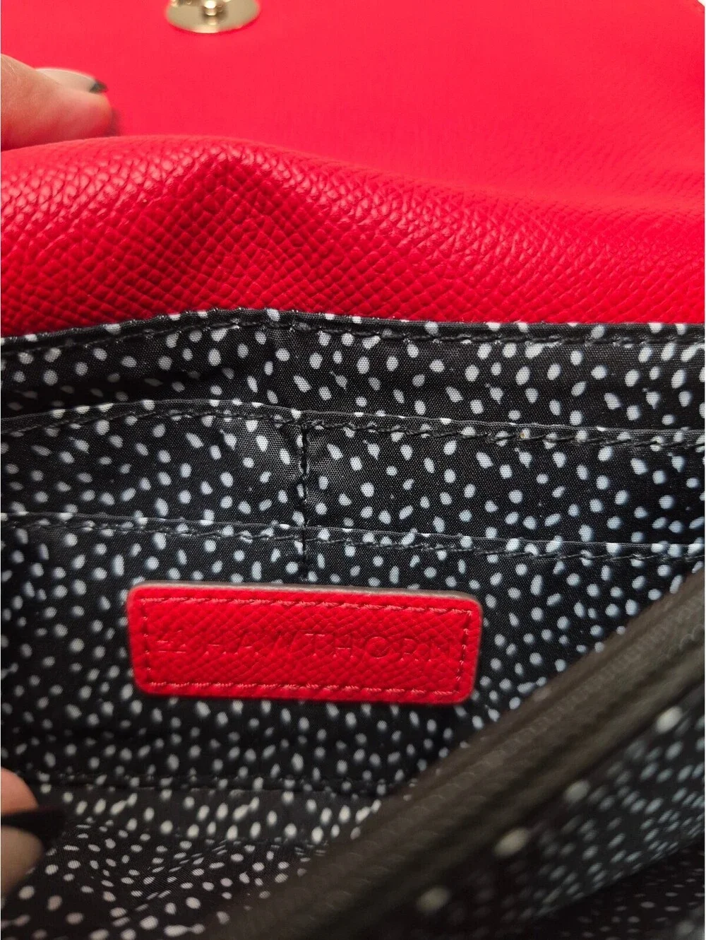 41 Hawthorne Red Faux Leather Clutch Wallet w/ Polka Dot Interior B465